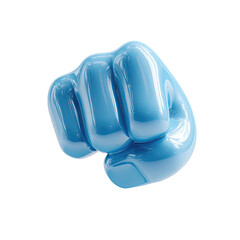 Light-blue, glossy, cartoon fist graphic