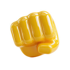 3D rendered, bright yellow fist, glossy texture