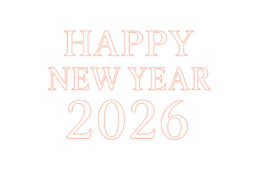 Happy new year 2026 greeting on transparent background