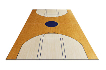3D glossy indoor basketball court wooden floor piece, isolated on  transparent  background	
