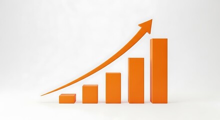 A vibrant orange bar graph showcases upward growth against a plain white background.