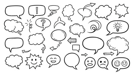 Versatile speech bubbles and design elements for creative projects needing communication icons and expressive shapes