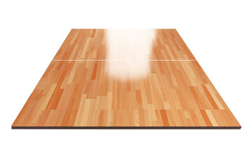 3D glossy indoor basketball court wooden floor piece, isolated on  transparent  background	
