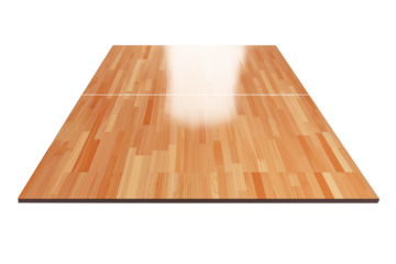 3D glossy indoor basketball court wooden floor piece, isolated on  transparent  background	

