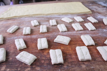 dough on wooden table