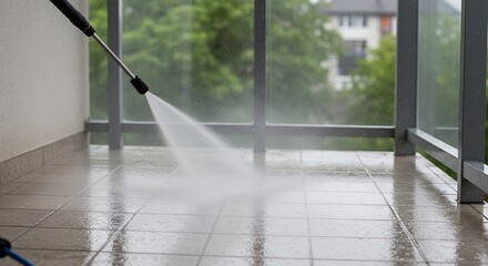 High pressure cleaning of tiles