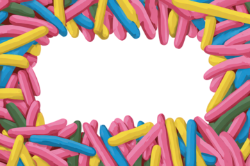 Colorful Candy Cane Border on Black Background
