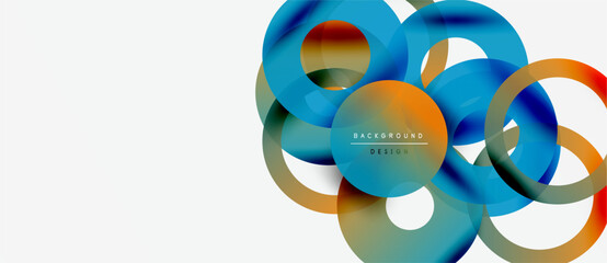Abstract colorful circles overlap, creating dynamic visual effect. Modern design element for backgrounds, banners, presentations.