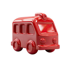 Red toy firetruck, glossy finish, cartoon style