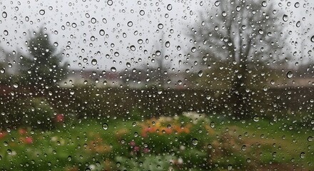 Obraz premium Rainy day view through window