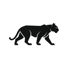 Elegant silhouette black panther walking majestic predator wild animal symbol fierce power graceful movement vector