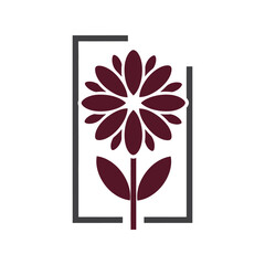 Elegant burgundy floral logo design minimalist botanical icon for beauty and wellness brands vector