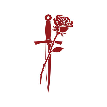 Elegant rose and dagger symbolism intricate design for unique concepts vector