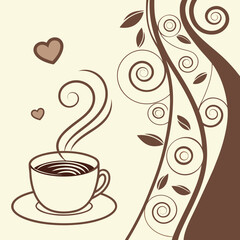 Wake up to love and coffee, a charming design with floral swirls for your morning inspiration