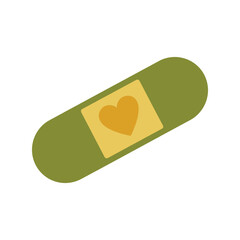 Cartoon adhesive bandage with heart graphic first aid medical care healthcare health symbol vector