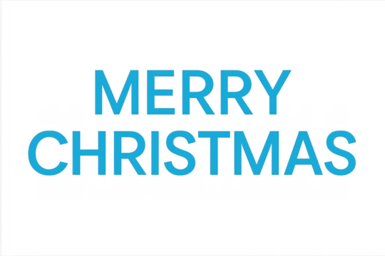 Merry christmas blue lettering on transparent background