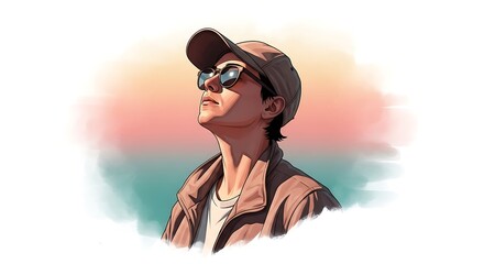 Person Contemplating Sunset View.