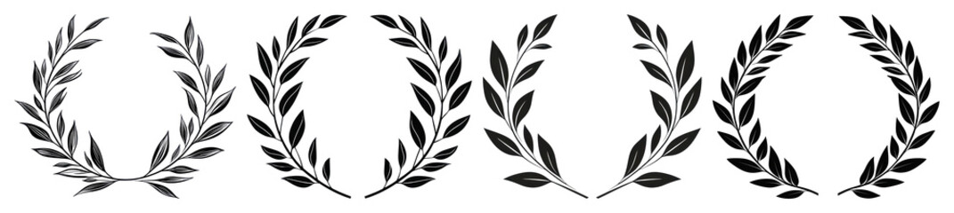 PNG Elegant laurel wreath designs, element set on transparent background