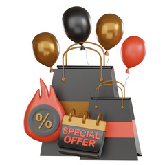 Black friday 3d icon special offer joy.