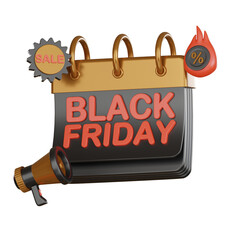Black friday 3d icon sale calendar alert.
