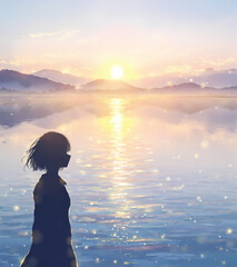 Fototapeta premium Whispers of the Lake at Dusk
