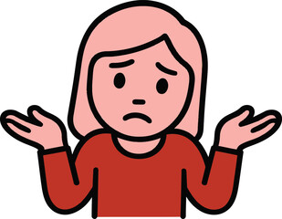 Obraz premium Vector illustration of Woman Shrugging with a Confused Expression