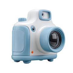 Light blue and white toy camera, cartoon style