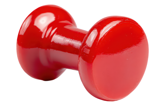 Red Plastic Dumbbell on Transparent Background