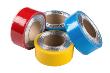 Four Colored Plastic Rings On Black Background