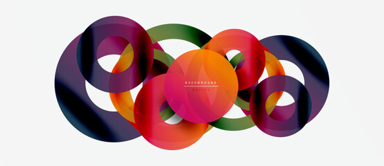 Abstract colorful circles overlap, creating dynamic visual effect. Modern design element for backgrounds, presentations.