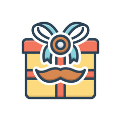 Color illustration icon for gift