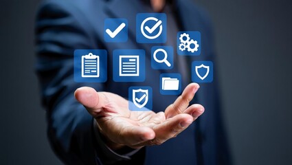 Hand touch digital hud interface futuristic technology background of virtual computer screen display ui future concept or cyber communication hologram and innovation internet system on vr cyberspace.