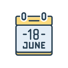 Color illustration icon for 18 june