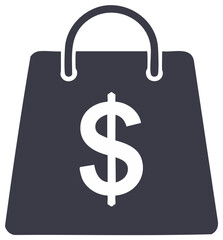 Shopping bag icon with dollar symbol, financial business, economy, money concept