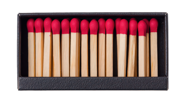 Matchsticks In Box Against Black Background