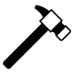 Black and White Hammer Icon for Construction and Repair