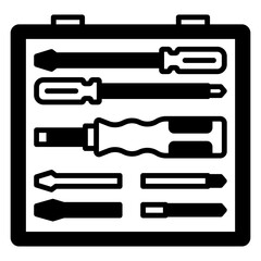 Screwdriver Set in Toolbox Outline Icon