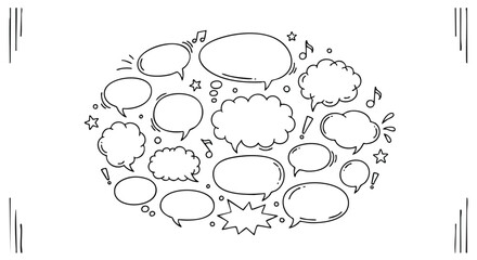 Dynamic speech bubble collection for creative communication, brainstorming, and idea sharing in modern design