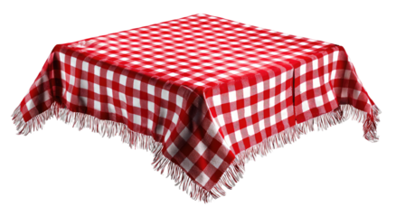 Red and white checkered tablecloth