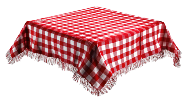 Red and white checkered tablecloth