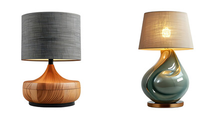 Two modern table lamps for home decor isolated PNG with Transparent Background