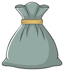 Illustrated gray sack bound with yellow rope Money bag concept design