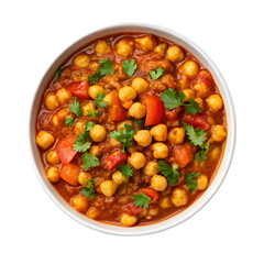 White Bowl of Hearty Chickpea Curry Chana Masala with Red Peppers indian food vegetarian