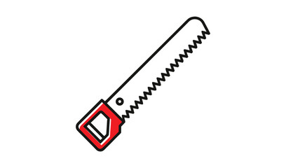 Fototapeta premium Hand saw tool with red handle