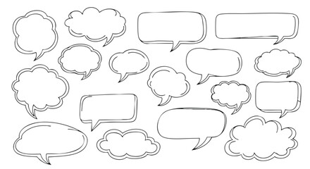 Blank speech bubbles and thought clouds for creative expression and communication ideas