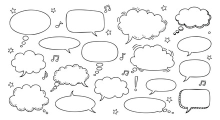 Express yourself with these fun hand-drawn speech bubbles, perfect for adding creative flair to your designs