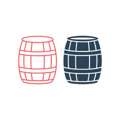 Wood Barrel vector illustration icons set