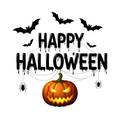 Spooky pumpkin happy halloween isolated on transparent background isolated on transparent background