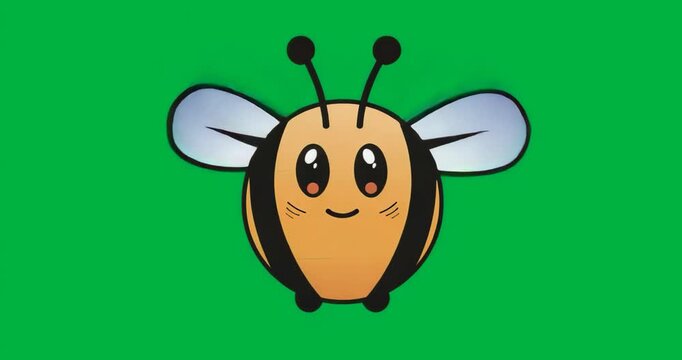 Blue glow starting bee rotating pulsing aura fluttering wings presenting it on transparent backdrop