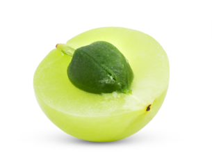 Fresh half Indian gooseberries on transparent png ( Image from camera)